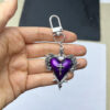 Wholesale Alloy Gothic Keychain Pendant Purple Heart Cross Design Fashion Accessory