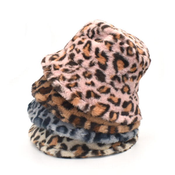 Wholesale Fleece Lined Leopard Print Fisherman Hat Winter Warm Wide Brim Outdoor Travel Fashion Gift