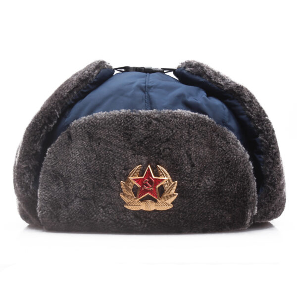 oly-8e87c7deb2fbf3fb74ed4e49188ae967 Wholesale Polyester Cotton Soviet Badge Lei Feng Hat Windproof Winter Earflap Hat Unisex