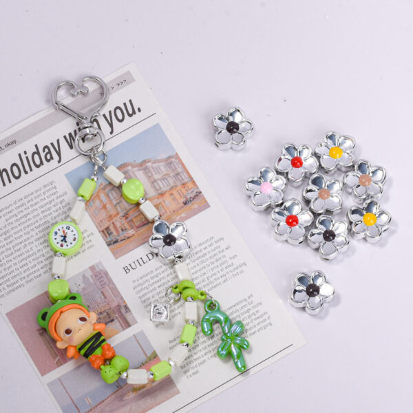 oly-8e970d27294a34fcee15bbe6d1fd64e2 Wholesale Silver Oil Bean Flower Acrylic Loose Beads for DIY Phone Chain Jewelry Making Accessory