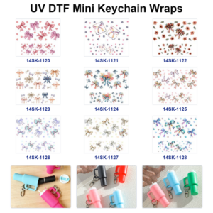 Wholesale 2/4/8pcs Watercolor Vintage Bow Floral Print Mini Cup Keychain Sticker