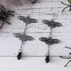 oly-8ebaff52c1368ad534c1458fc94f2554 Wholesale Gothic Bat Pendant Tassel Earrings Halloween Jewelry Fashion Accessory