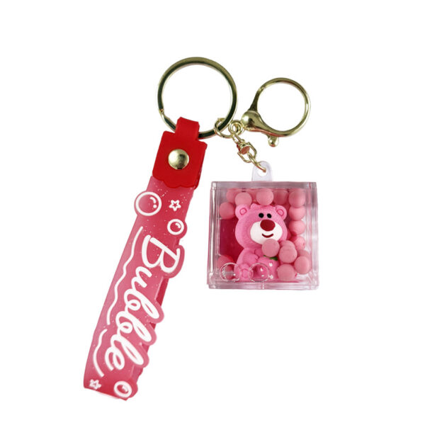 oly-8ed2d536991d161ebf30ca160db08afb Wholesale Acrylic Oil Infused Strawberry Bear Keychain Bag Charm Car Key Accessory Gift OLY Exclusive