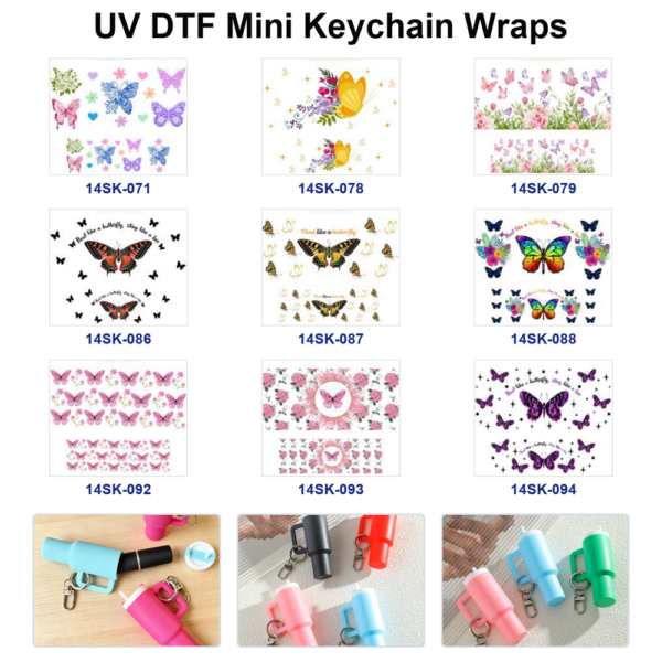 oly-8ee462b1b0b80d80e98a26ac06549965 Wholesale 2/4/8pcs Butterfly Floral Mini Cup Keychain Sticker