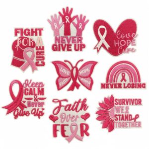 oly-8ee4b48e04c04087c03dacf2631befdf Wholesale 8 Pieces Polyester Embroidered Patches Pink Ribbon Butterfly Design Decorative Accent for Everyday Use