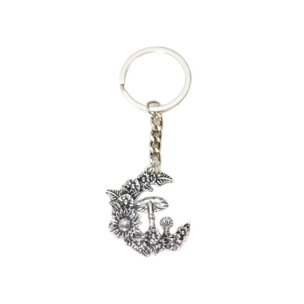 Wholesale Witchy Nature Mushroom Moon Keychain Pendant Vintage Silver Metal Boutique Bag Charm