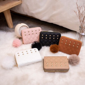 oly-8ef3483a0f7a74a42c144d77ec99e9b3 Wholesale Chic Studded Pu Leather Small Wallet for Women Zipper Closure Fashion Accessory