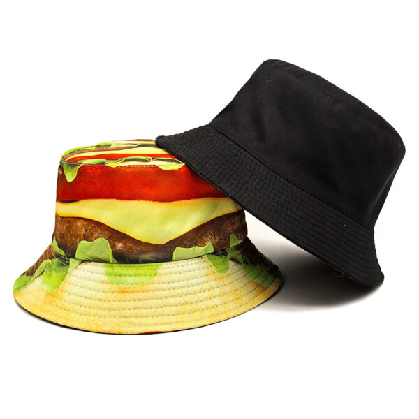 Wholesale Hamburger Pattern Fisherman Hat Double Sided Sunscreen for Resale