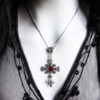 oly-8f180feace7cf40ec82f811b26c4ff29 Wholesale Gothic Baroque Cross Pendant Necklace, Alloy Glass, Electroplated, Chic Gift Boutique Resale