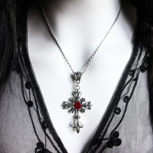 oly-8f180feace7cf40ec82f811b26c4ff29 Wholesale Gothic Baroque Cross Pendant Necklace, Alloy Glass, Electroplated, Chic Gift Boutique Resale