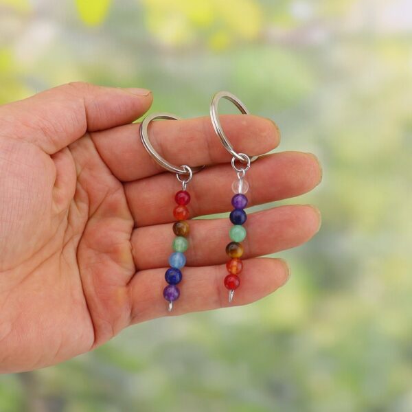 oly-8f206dd95c71fd8c086a4dab228f292c Wholesale Metal Keychain with Natural Crystal Beads Mediterranean Style Bag Pendant for Gift or Resale