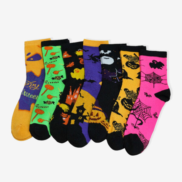 Wholesale Halloween Skeleton Cartoon Print Polyester Cotton Blend Mid Calf Socks for Men Women Gift