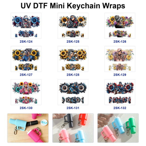 Wholesale 8pcs Sunflower Girl Mini Cup Keychain Sticker