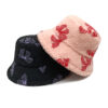 Wholesale Bow Jacquard Lamb Fleece Fisherman Hat Winter Bucket Hat