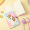 oly-8f638f7471e5fb59ff650c875fde5e6e Wholesale Cartoon Plush Unicorn Notebook with Lock Tie Dyed Purple A5 Diary for Students Resale