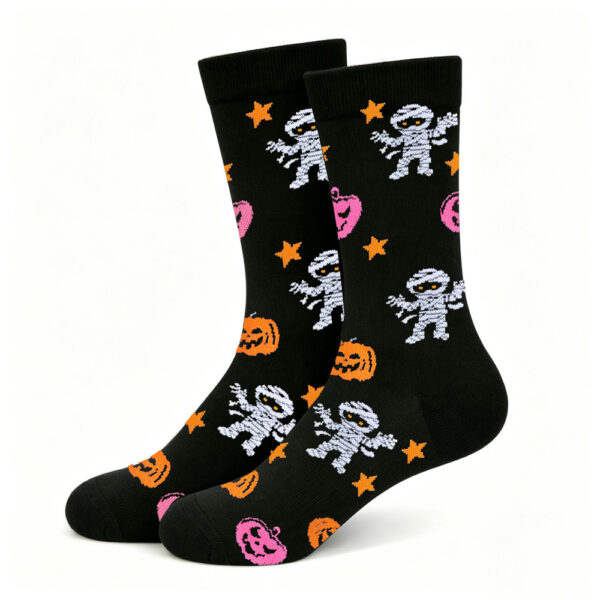 oly-8f9694f28bfdc414bd2ba8edaa6cb843 Wholesale Halloween Cotton Mid Calf Socks Pumpkin Bat Pattern Party Accessory