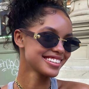 oly-8fc27b401a6b9352d70eec141c4eb2e5 Wholesale Y2K Frameless Sunglasses Gold Frame Gray Lens Fashion Street Style Outdoor Sun Protection