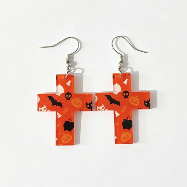 oly-8fca37d24917014b2963c8a13ee3a566 Wholesale Halloween Double Sided Acrylic Earrings Pumpkin Ghost Cross Print Fashion Accessory Party Gift
