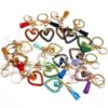 Wholesale Chic Natural Stone Heart Tassel Keychain Amethyst, DIY Bag Charm for Resale