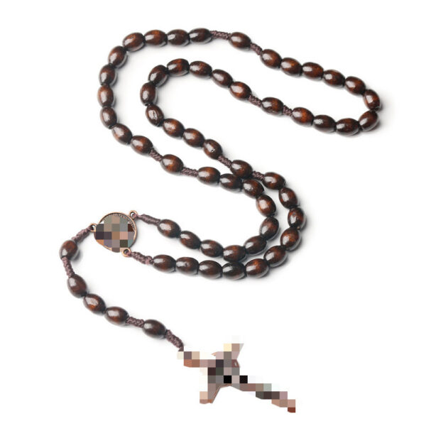 oly-8ff6c93c15e71b6276f898d1e718681f Wholesale Wood Cross Rosary Necklace Handmade Beaded Prayer Jewelry Accessory for Casual Everyday Gift