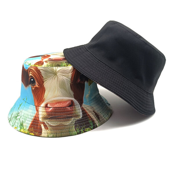 Wholesale Trendy Cow Print Reversible Bucket Hat Sun Protection Unisex Outdoor Fashion Accessory