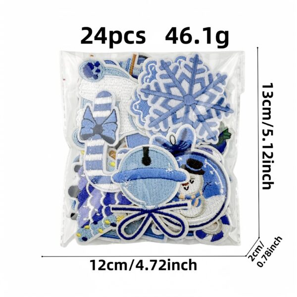 Wholesale Trendy Winter Cartoon Embroidered Patches Snowman Penguin Blue Embroidery Badges DIY Accessory