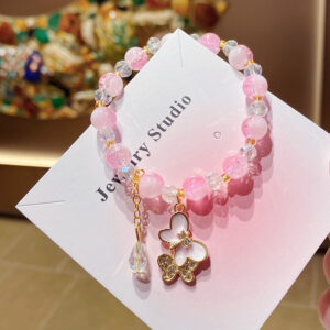 Pink milk cap floral bracelet bag