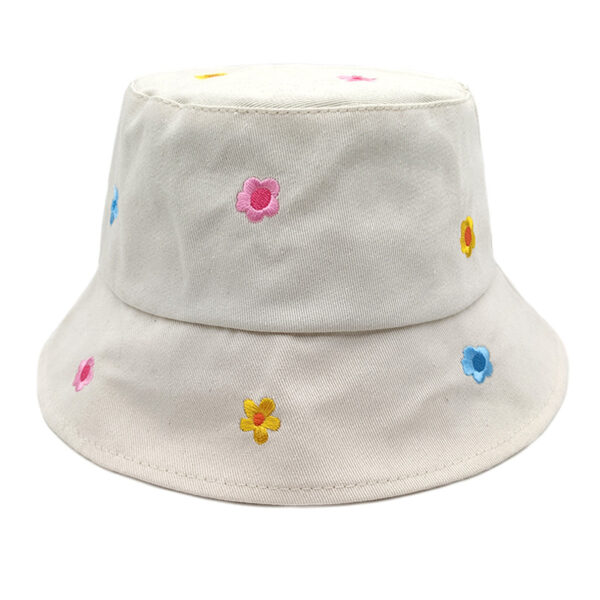 Wholesale Floral Embroidery Bucket Hat Sun Protection Summer Outdoor Hat for Women Beach Gift Boutique Resale