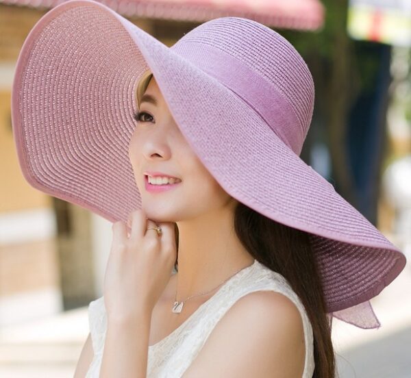 oly-90ca17230e8f6bdf6eacb3bea4bdd68a Wholesale Natural Straw Sun Hat Summer Beach Big Brim for Women Yellow Sun Protection Resale