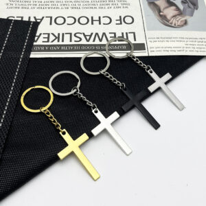 oly-90db7a5ffacd6cfcc0f263ae7cab9421 Wholesale Zinc Alloy Double Sided Cross Keychain Decorative Accent for Bags and Keys