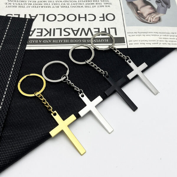 oly-90db7a5ffacd6cfcc0f263ae7cab9421 Wholesale Zinc Alloy Double Sided Cross Keychain Decorative Accent for Bags and Keys
