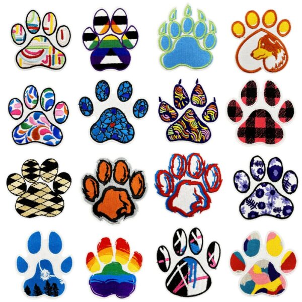 oly-90ff5b181bef9b4782f3aeaa9f71806d Wholesale Colorful Bear Paw Embroidery Iron-On Patch Bag Decorative Accessory DIY Craft Gift