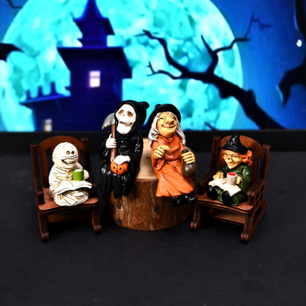 Wholesale Halloween Resin Witch Ghost Rocking Chair Ornament - Home Decor Car Accessory