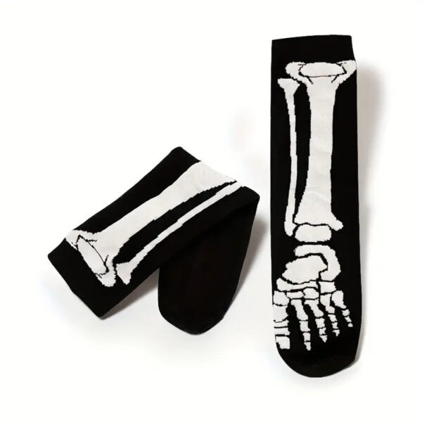 Wholesale Halloween Skeleton Cartoon Print Polyester Cotton Blend Mid Calf Socks for Men Women Gift