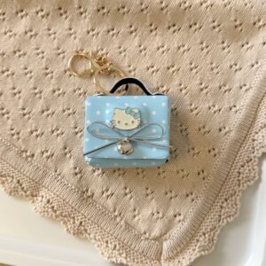 Blue polka dot cat head earphone bag
