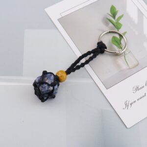 Black rope + blue pattern keychain