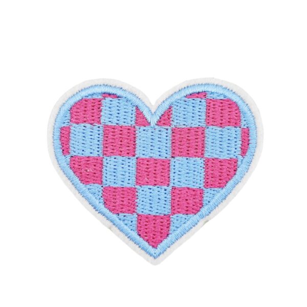 oly-9156425cc63dfb0405e0c554df62d2a9 Wholesale Plaid Love Heart Embroidery Applique Patch Fashion Accessory for Headwear Boutique Resale