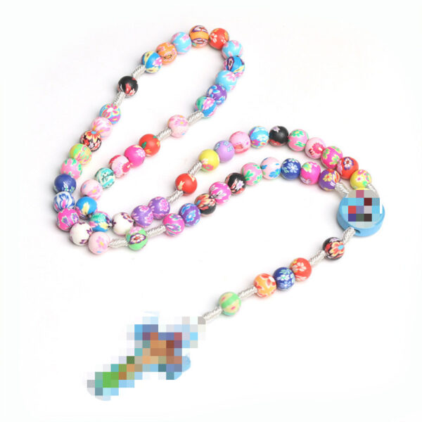 oly-918db04f49ee29f0cecd954d149f9b28 Wholesale Colorful Cross Rosary Necklace Polymer Clay Beads for Kids Casual Fashion Accessory