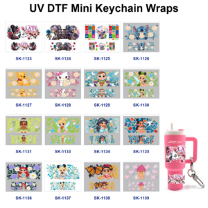 Wholesale 8pcs Floral Butterfly Heart Cartoon Character Portrait Text Pattern Tumbler Tags Custom Keychain Decor Mini Cup Keychain Sticker OLY Exclusive