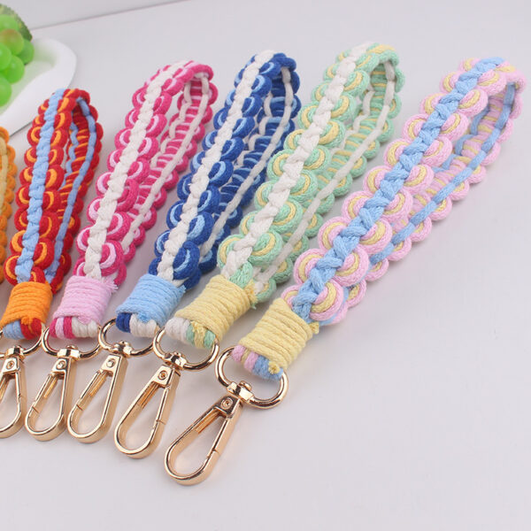 oly-91b4b2dbe41c67e8e0189662b2ce12b5 Wholesale Handwoven Cotton Rope Keychain in Red Bag Charm Phone Strap Gift for Women