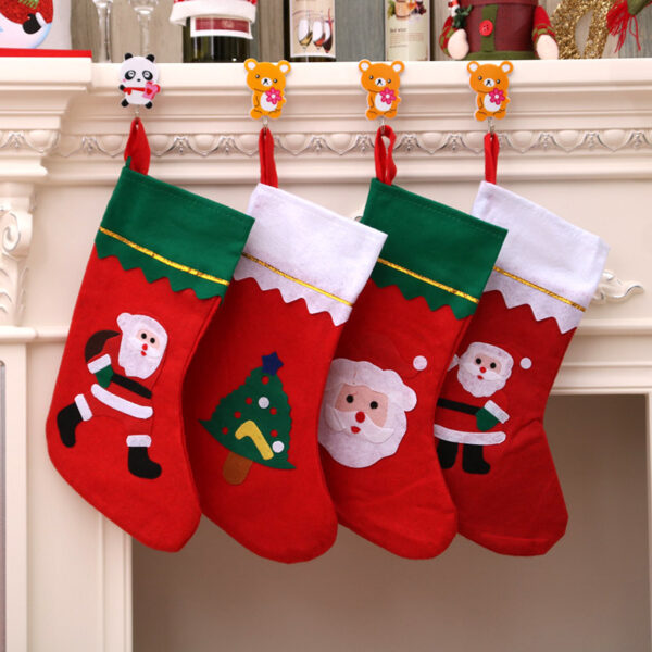 Wholesale Large Christmas Stocking Applique Non Woven Fabric White Edge Random Pattern Gift Home Decor