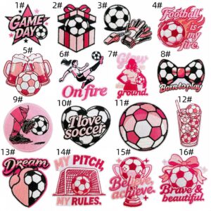 Pink soccer patch set (16 pieces)