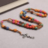 Wholesale Plastic Resin Cross Rosary Necklace Colorful Beads Fashion Jewelry Accessory Gift