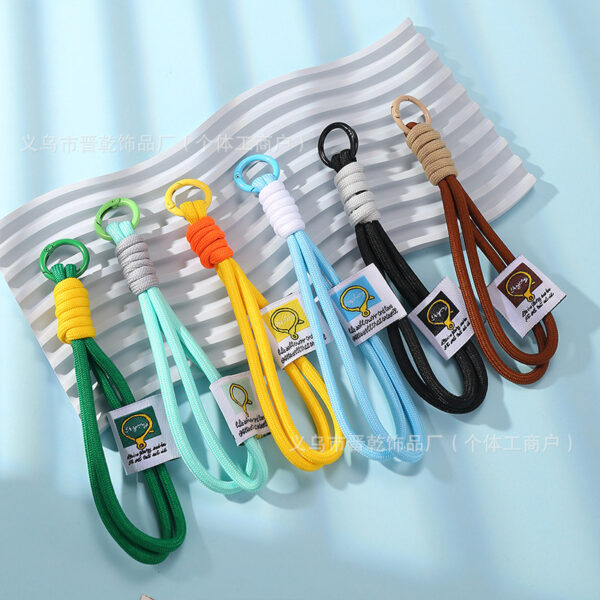 oly-91f3b46280d0a54fe112c660c5fa17b9 Wholesale Polyester Braided Wrist Strap Lanyard with Star Pattern Colorful Knots for Keys Phone Decorative Accessory