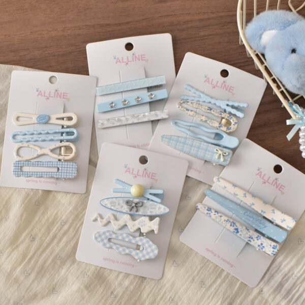 oly-91f8fb192ac9817c1ddce7f8aa27722d Wholesale Spring Blue Floral Metal Hair Clips 4pcs Set, Cute Hair Accessory for Everyday Styling
