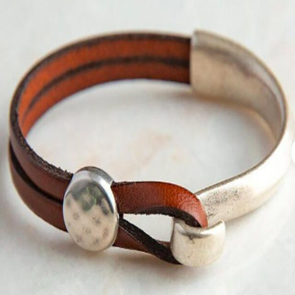 Wholesale Vintage Double Layer PU Leather and Alloy Men's Bracelet Creative Spliced Design Jewelry Accessory Gift