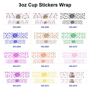 Wholesale 8pcs Mixed Cartoon Bear Polka Dot Bow Girl Print 3oz Cup Stickers Wrap OLY Exclusive
