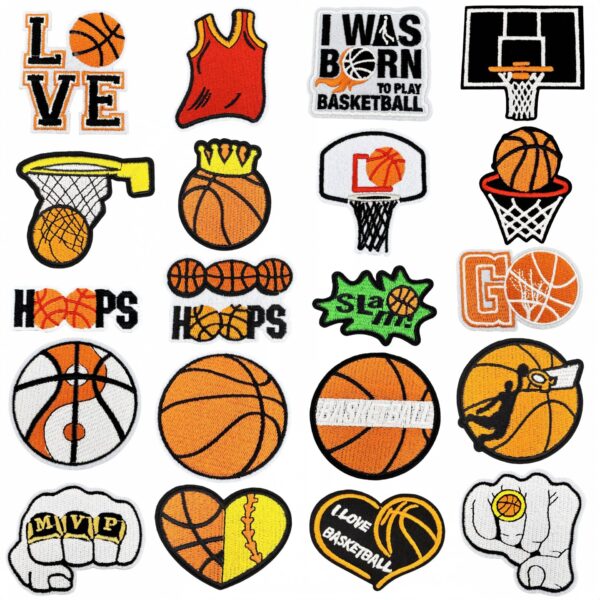 Wholesale Chic Basketball Embroidery Patch Iron-On Decorative Sticker Boutique Accessory