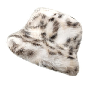 Wholesale Plush Leopard Print Bucket Hat Rabbit Ears Stylish Winter Hat for Women