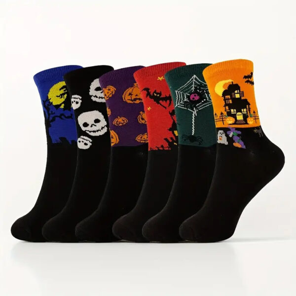 oly-9245faf9f3cb830fbea448099253140f Wholesale Halloween Skeleton Pumpkin Bat Cartoon Print Medium Tube Socks Trendy Party Gift Fashion Accessory